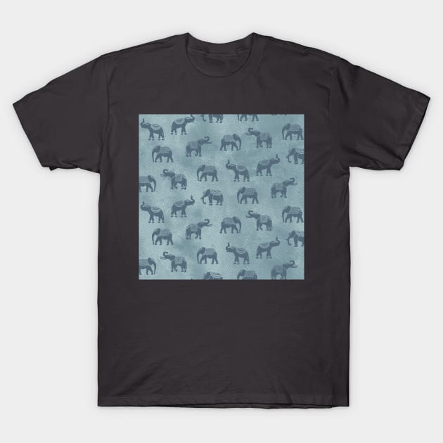 Light Gray Indian Elephants T-Shirt by Carolina Díaz
